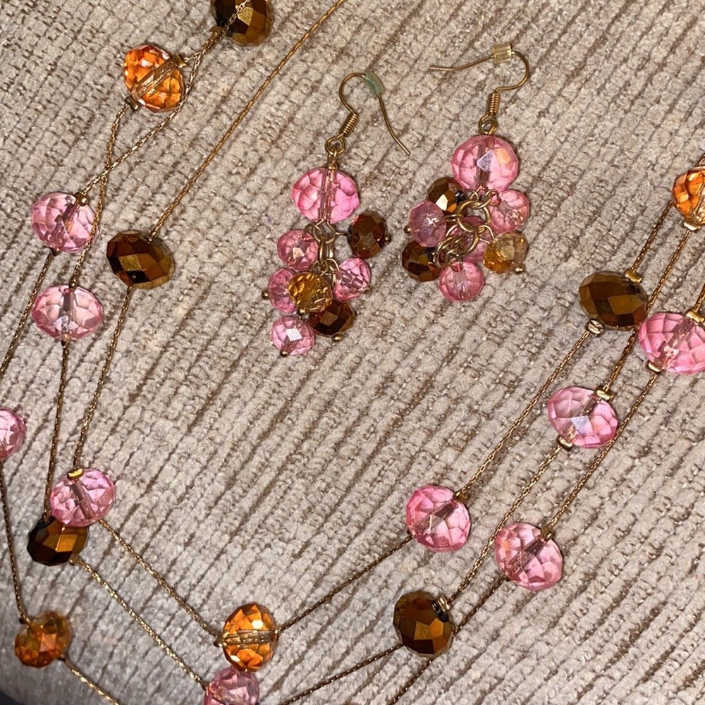 Three Strand Necklace and Earrings